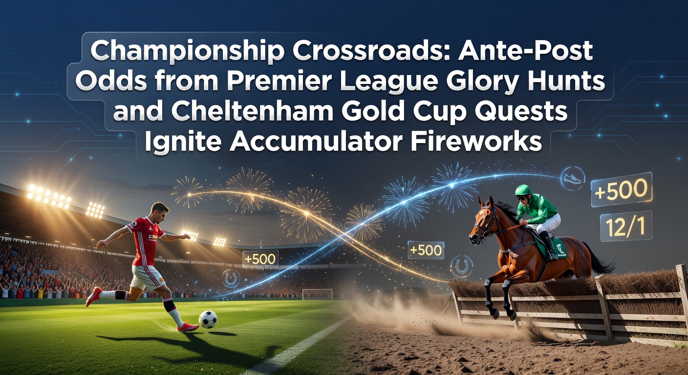 Graphic showing intertwined odds from EFL Championship promotion race, Premier League title contenders, and Cheltenham Gold Cup favorites