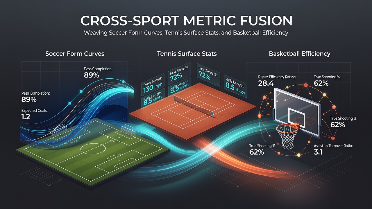 Diagram showing data layers from soccer, tennis, and basketball converging in a wager framework