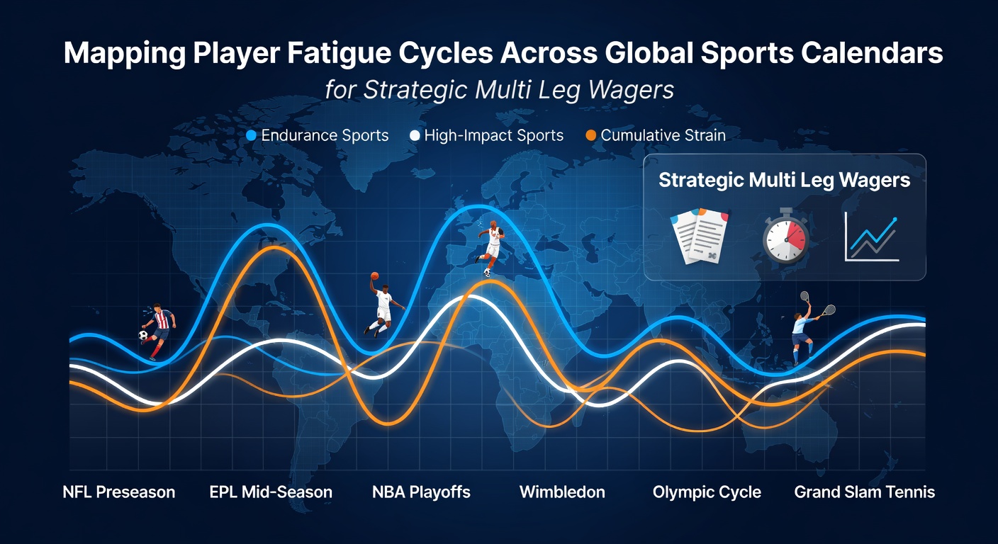 Global sports calendar showing overlapping seasons across tennis, football, and basketball with fatigue indicators marked on timelines
