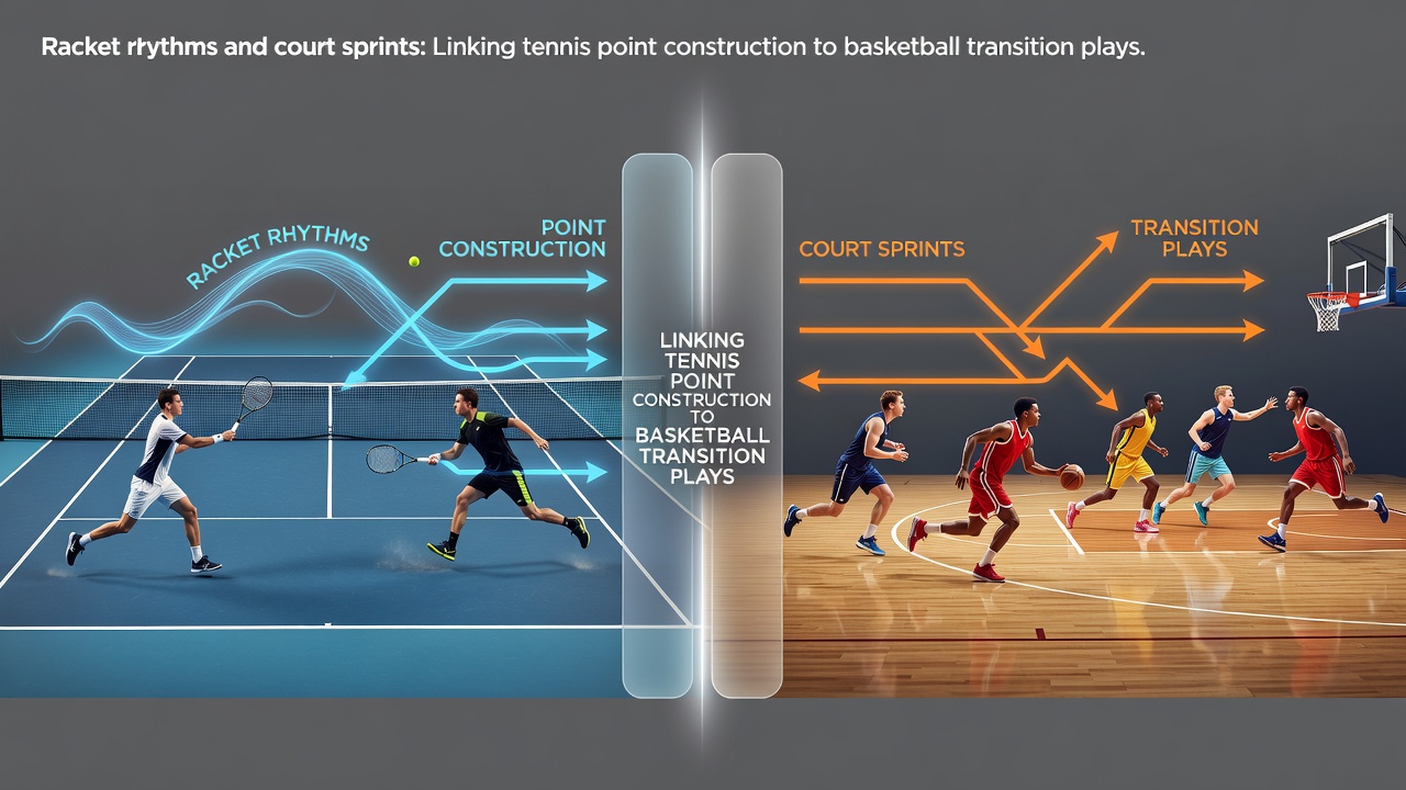 Basketball team executing a fast-break transition play during a summer league game