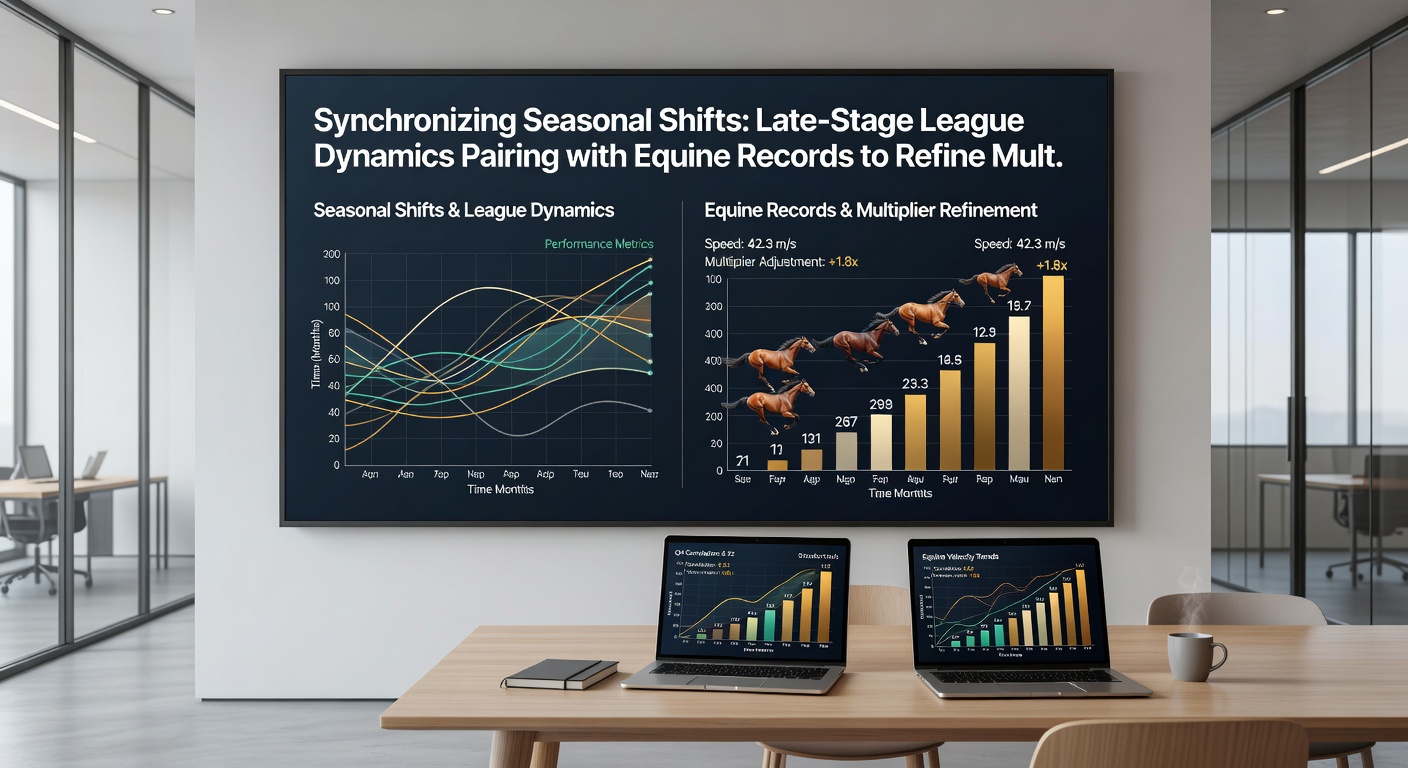 Data charts overlaying football league standings with horse racing performance trends